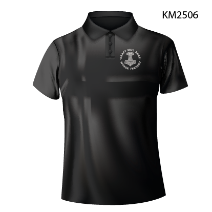 „Kraft Mut Ehre Würde Freiheit“ – Motiv Thorhammer Polo-Shirt schwarz