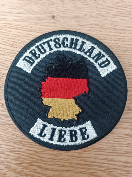 Deutschlandliebe Patch schwarz rund 11,5 cm