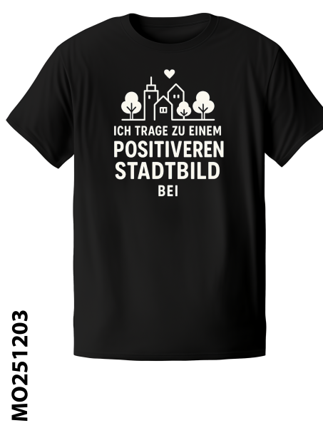 T-Shirt schwarz Klartext-Kollektion (Motiv Stadtbild)-Last Minute