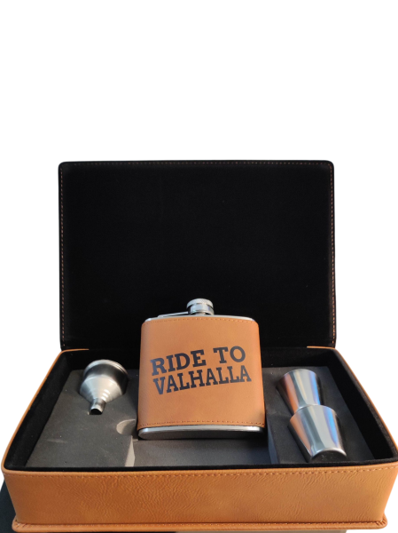 RIDE TO VALHALLA – Edelstahl-Flachmann Geschenkset (4-teilig)