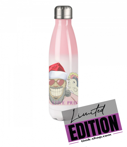 Weihnachtskollektion 2021 Edelstahl Trinkflasche rosa-weiß (limitiert)