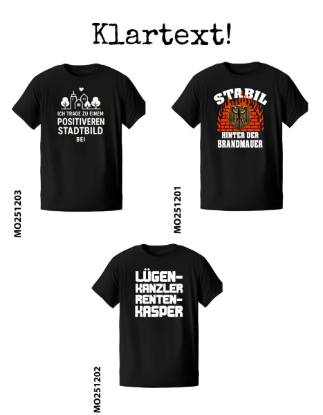 T-Shirt schwarz Klartext-Kollektion (Motiv wählbar)