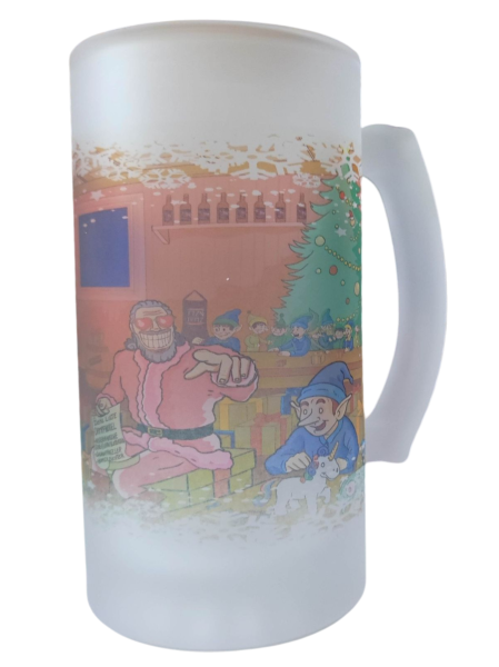 Weihnachtsmotiv „2025“ – Bierkrug aus satiniertem Glas