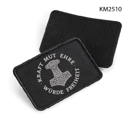 Patch „Kraft Mut Ehre Würde Freiheit“ – Motiv Thorhammer (verschiedene Farben vorhanden)