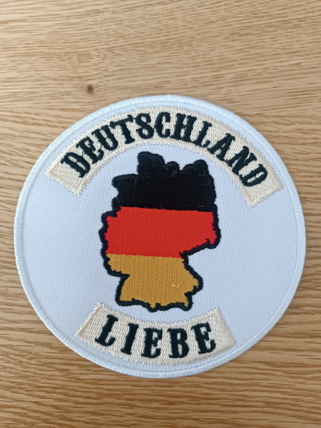 Deutschlandliebe Patch weiss rund 11,5 cm