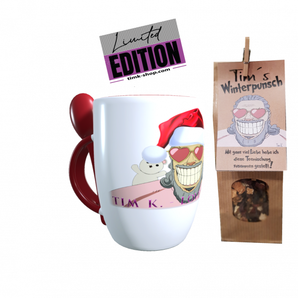 Weihnachts-Kollektion 2021 Tasse inkl. Löffel rot und wahlweise Tee oder Gewürz(limitiert)